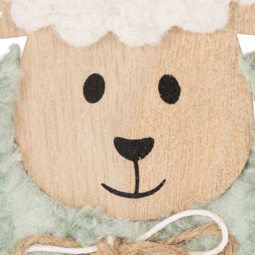 Artikel Holz Schafe Deko 11cm Rosa und Grün 6er Set für Ostern und Frühling