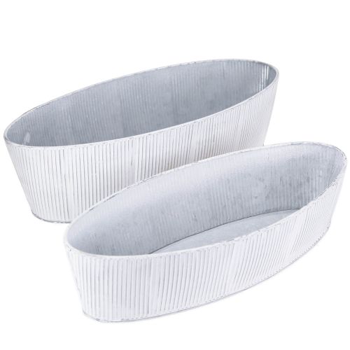 Artikel Elegante ovale Metallschalen Weiß Silber Set 32,5cm/37cm Deko