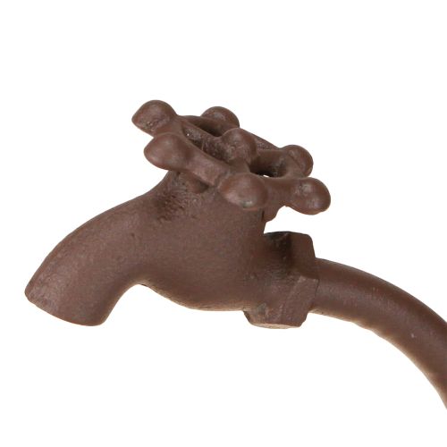 Artikel Pflanzschale aus Metall mit Wasserhahn, 36 cm hoch, rustikales Design für Garten und Balkon