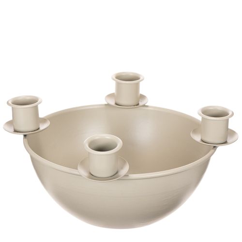 Kerzenschale mit 4 Kerzenhaltern Kunststoff Beige 15cm