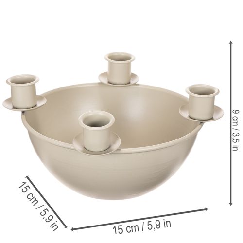 Kerzenschale mit 4 Kerzenhaltern Kunststoff Beige 15cm | Floristik21.de