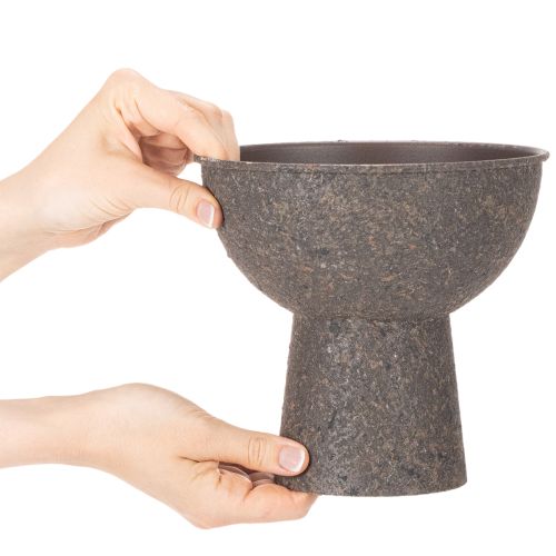 Pflanzenschale rund mit Sockel 18 cm beschichtetes Metall braun-anthrazit | Floristik21.de
