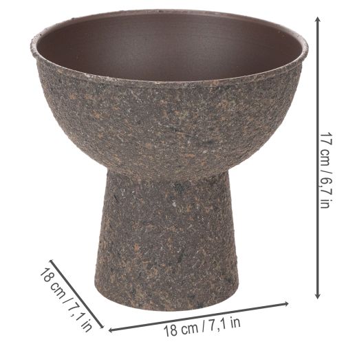 Pflanzenschale rund mit Sockel 18 cm beschichtetes Metall braun-anthrazit | Floristik21.de