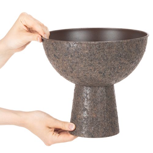 Pflanzschale auf Fuß rund Metall 25 cm Braun Innenbereich | Floristik21.de