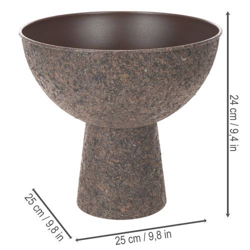 Pflanzschale auf Fuß rund Metall 25 cm Braun Innenbereich | Floristik21.de