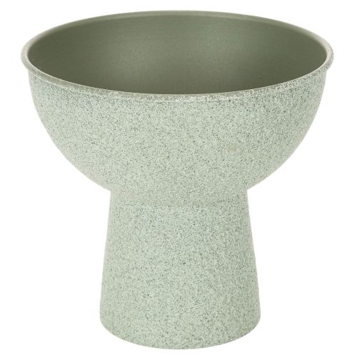 Pflanzschale aus Metall rund mit hohem Fuß 18cm Hellgrün