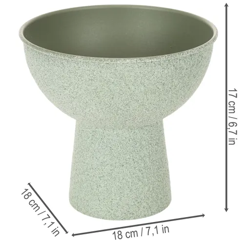 Pflanzschale aus Metall rund mit hohem Fuß 18cm Hellgrün | Floristik21.de