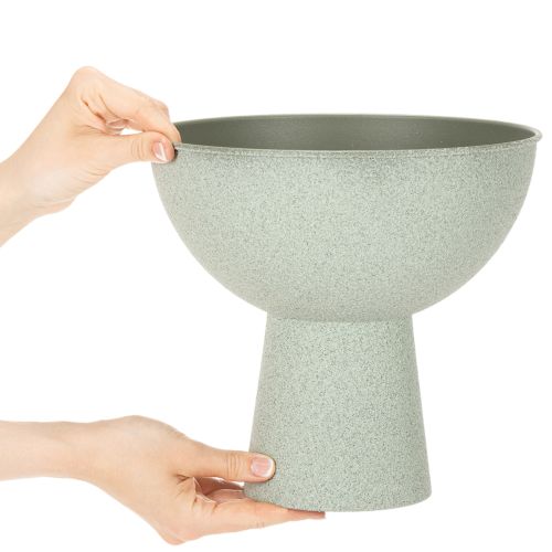 Artikel Metallschale mit Standfuß 25cm graugrün für Innenbereiche