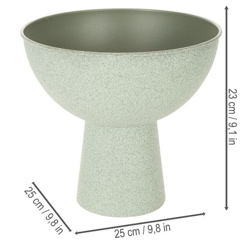 Metallschale mit Standfuß 25cm graugrün für Innenbereiche | Floristik21.de