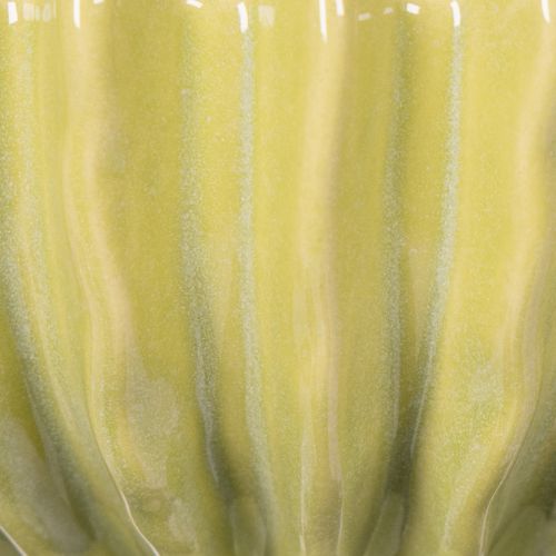 Artikel Keramikschale Grün mit Rillenmuster 21cm für vielseitige Dekoration und stilvolle Akzente