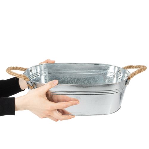Schale oval 35cm x 21,5cm H11,5cm Zink glänzend | Floristik21.de