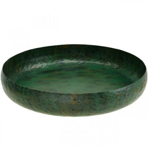 Große Dekoschale Grün Antik Schale Metall Ø38cm H7cm