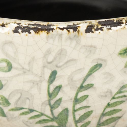 Artikel Keramikschale 20cm mit Pflanzenmuster – Handgefertigte Dekoschale in Weiß und Grün