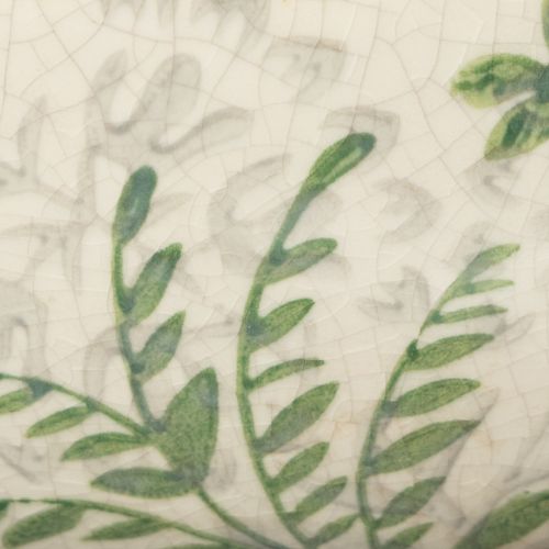 Artikel Keramikschale 20cm mit Pflanzenmuster – Handgefertigte Dekoschale in Weiß und Grün