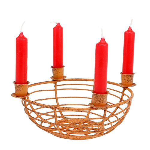 Schale mit 4 Baumkerzenhaltern Braun Ø14cm