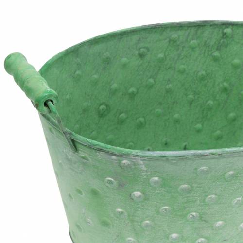 Deko-Schale Pflanzgefäß Metall Grün oval 25,5x18,5cm H13cm