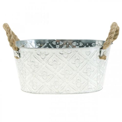 Pflanzwanne mit Henkeln, Metallschale zum Bepflanzen, Übertopf L27cm