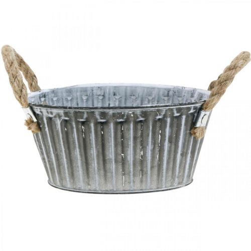 Metallschale zum Bepflanzen, Pflanztopf mit Henkeln, Blumenschale Ø22cm