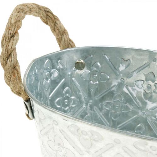 Pflanzwanne mit Henkeln, Metallschale zum Bepflanzen, Übertopf L27cm