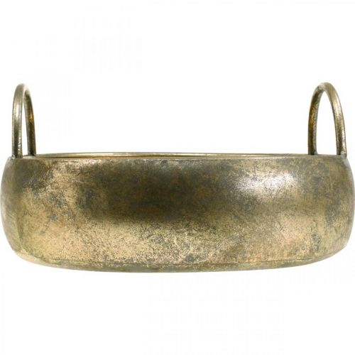 Deko Schale Antik-Look mit Griffen Golden Metall Ø31cm
