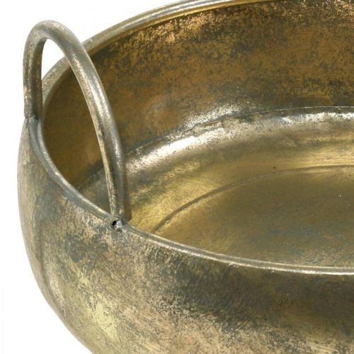 Deko Schale Antik-Look mit Griffen Golden Metall Ø31cm