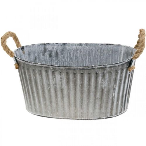 Floristik21 Schale zum Bepflanzen, Blumenschale mit Henkeln, Pflanzgefäß aus Metall L30,5cm