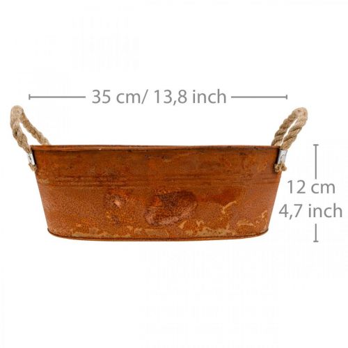 Blumenschale, Rostdeko, Pflanzgefäß mit Henkeln, Herbst L35cm H12cm