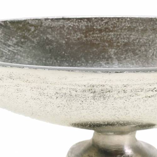 Artikel Schale oval mit Fuß Silbern Metall 20,5cm H7cm