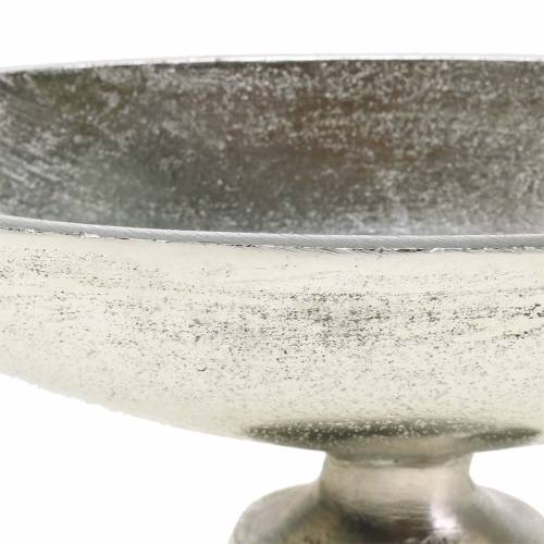 Schale oval mit Fuß Silbern Metall 20,5cm H7cm