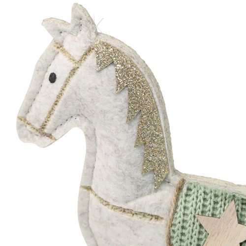 Artikel Charmantes Schaukelpferd Deko-Set Creme Weihnachten Filz Goldakzent 2er