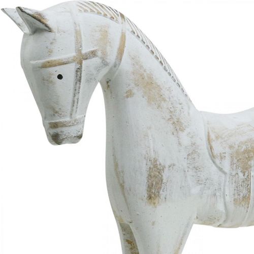 Floristik21 Deko Schaukelpferd Weihnachten Weiß Braun 26x6x23cm