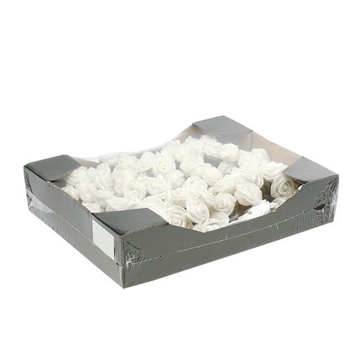 Floristik21 Schaumrosen Weiß mit Perlmutt Ø2,5cm 120 St