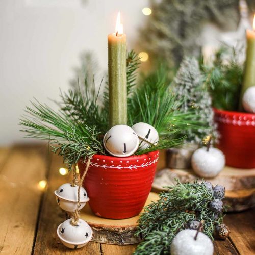 Floristik21 Schellen mit Stern am Band zum Hängen Weiß L30cm 2St