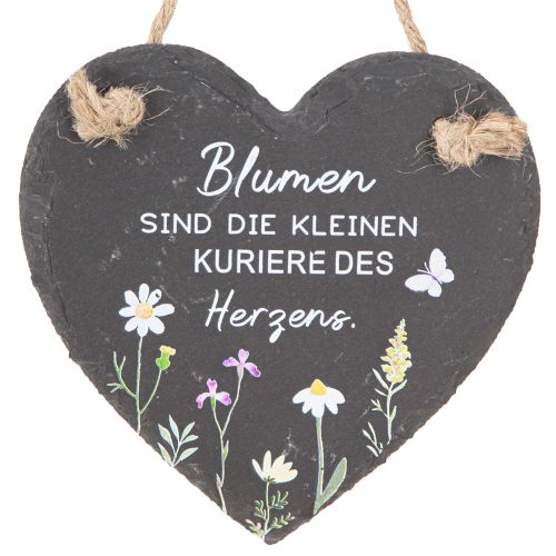 Floristik21 Schiefer Deko Herz Blumenbotschaft 15cm 3er-Set