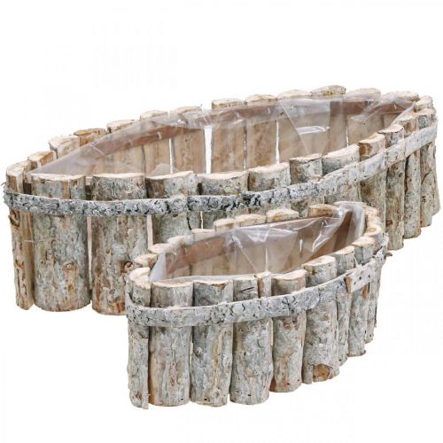 Floristik21 Pflanzschale, Pflanzkasten Holz, Jardiniere L37,5/28cm H10/9cm 2er-Set