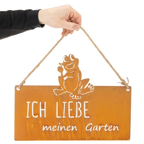 Schild mit Spruch Frosch Metallschild Garten Edelrost 38cm | Floristik21.de