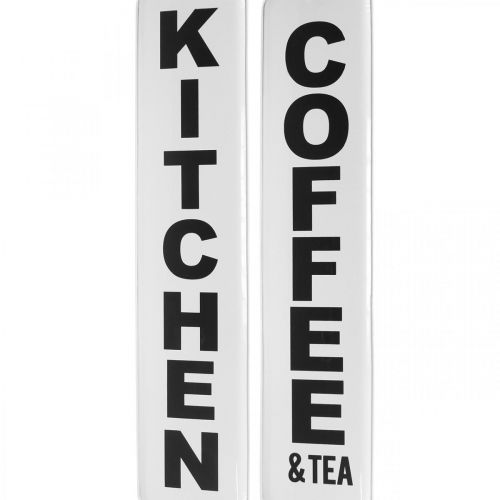 Floristik21 Deko Schild Metall Vintage Kitchen Schwarz, Weiß 18×80cm 2er-Set