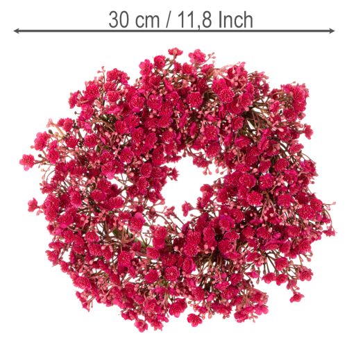 Blumenkranz aus künstlichem Schleierkraut, Ø 30 cm, Pink-Rot | Floristik21.de