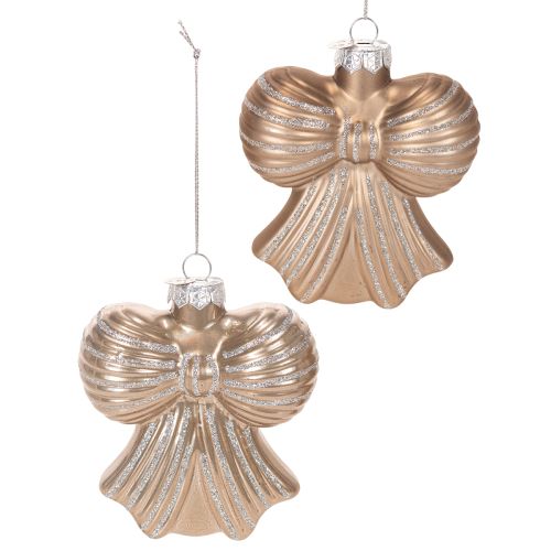Glas Weihnachtsanhänger Schleife, 10cm, 2er-Set, Braun