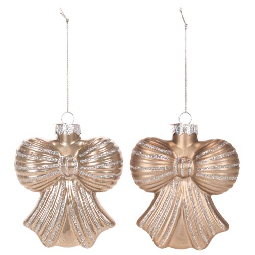 Glas Weihnachtsanhänger Schleife, 10cm, 2er-Set, Braun | Floristik21.de