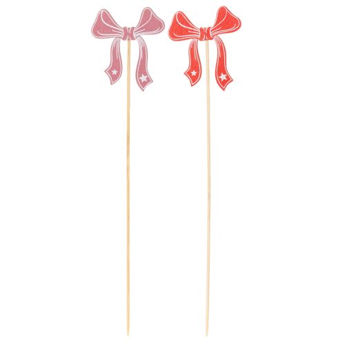 Deko-Schleifen Blumenstecker Holz 32 cm Rot Rosa 12 Stück | Floristik21.de