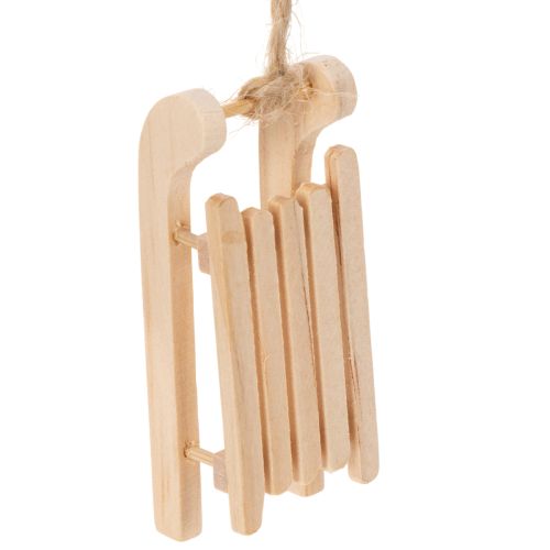 Deko Holzschlitten Anhänger natur 6 Stück 6 cm