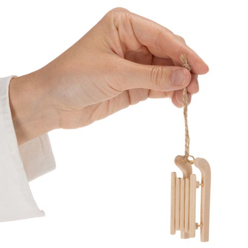 Deko Holzschlitten Anhänger natur 6 Stück 6 cm | Floristik21.de