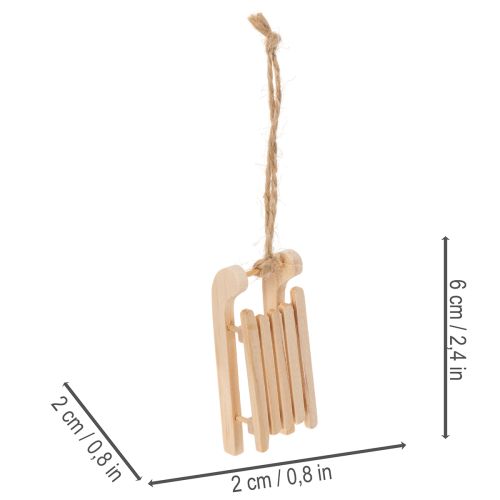 Deko Holzschlitten Anhänger natur 6 Stück 6 cm | Floristik21.de