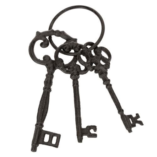 Deko-Schlüsselring aus Gusseisen mit antiken Schlüsseln, nostalgische Wohn- und Tischdekoration, 27 cm