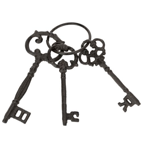 Artikel Deko-Schlüsselring aus Gusseisen mit antiken Schlüsseln, nostalgische Wohn- und Tischdekoration, 27 cm