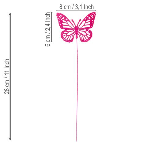 Artikel Deko Schmetterlinge am Stiel aus Holz und Metall, 8cm, 18 Stück, Frühlingsdeko für Tisch und Pflanzen