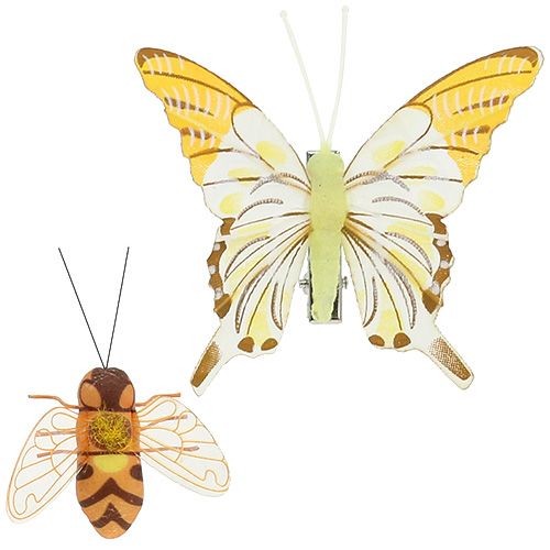 Schmetterling, Biene Deko am Clip 4cm - 8cm 9St