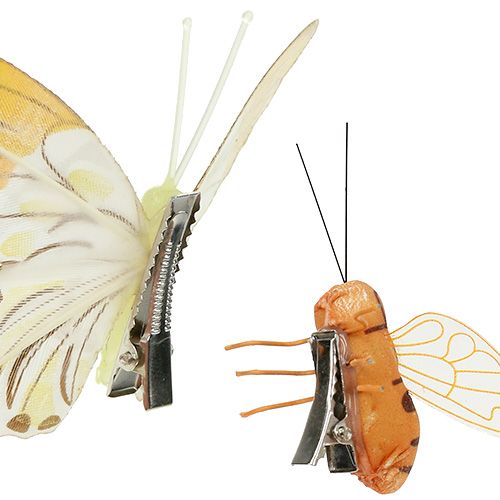 Floristik21 Schmetterling, Biene Deko am Clip 4cm - 8cm 9 St