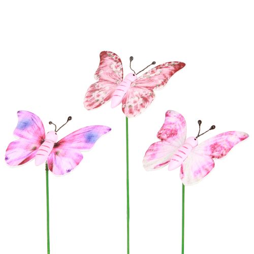 Artikel Frühlingshafte Holz Schmetterling Deko Stecker Rosa Pink 8x5,5cm 18er Pack